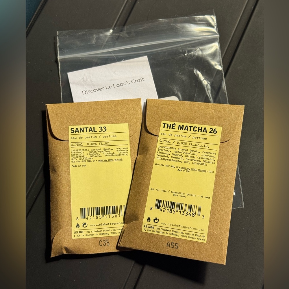 Le Labo Santal 33 and Thé Matcha 26 Fragrance